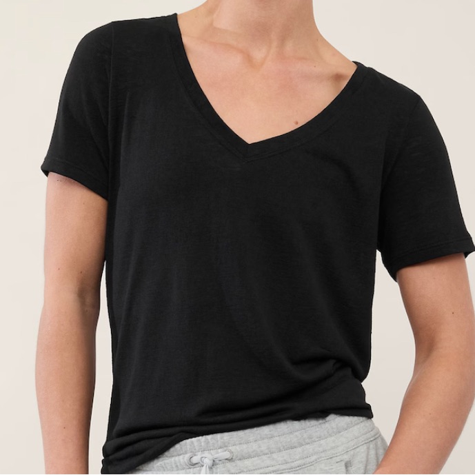 Classic V-Neck Short Sleeve Tee - Black